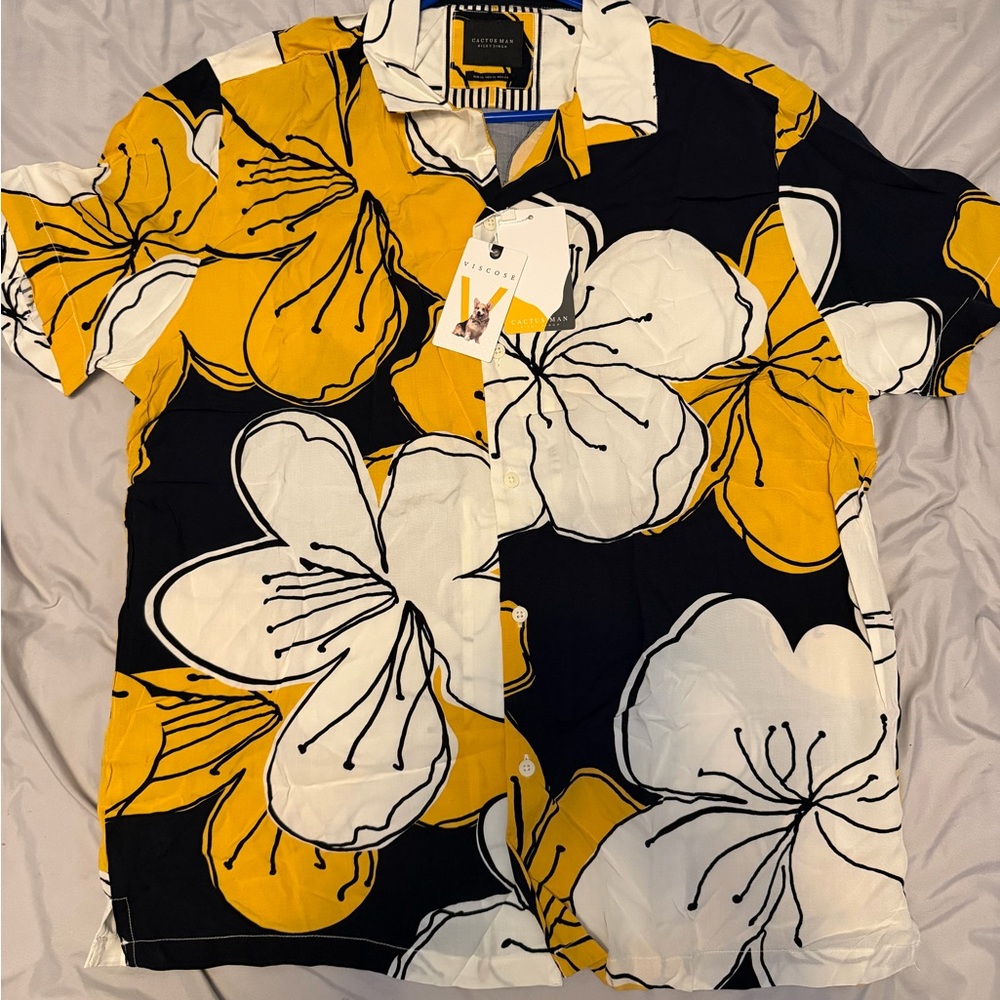 Denim & Flower Floral Yellow and Black Men's Shirt